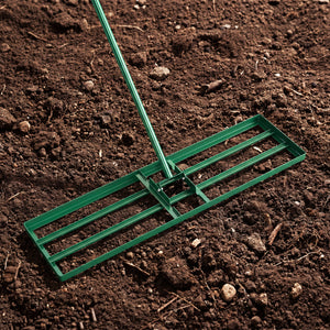 36 x 10 Inch Lawn Leveling Rake with Ergonomic Handle-Green