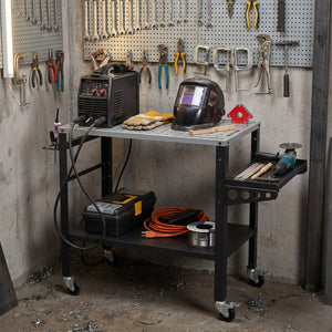 Welding Table 36x18" with Lockable Wheels and 144 Fixture Holes and Tool Slots