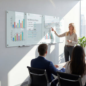 36 x 24 Inches Glass Whiteboard with Eraser and Removable Tray