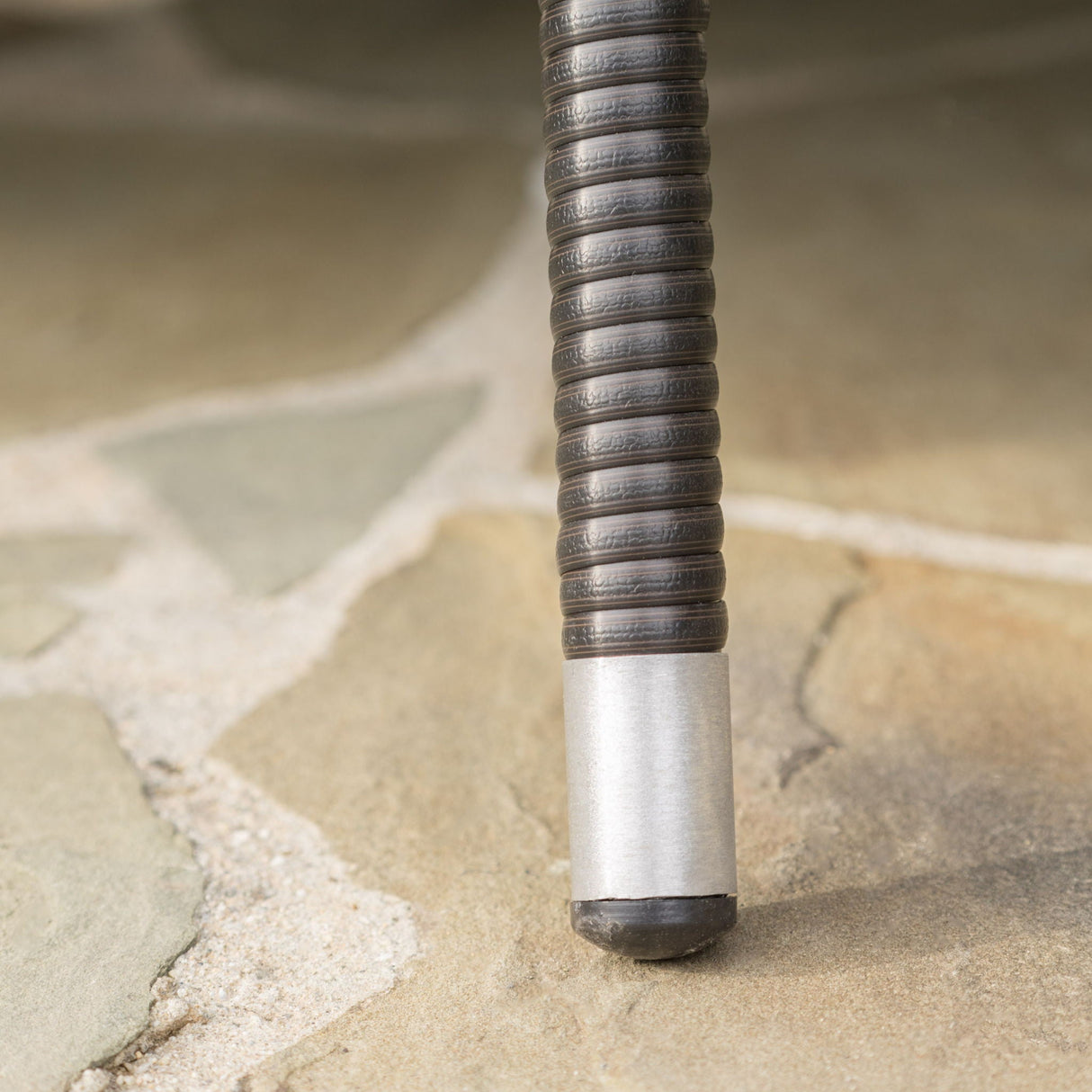 Outdoor Oval Dining Table With Silver Tipped Legs - Brown Multi by Couch.com