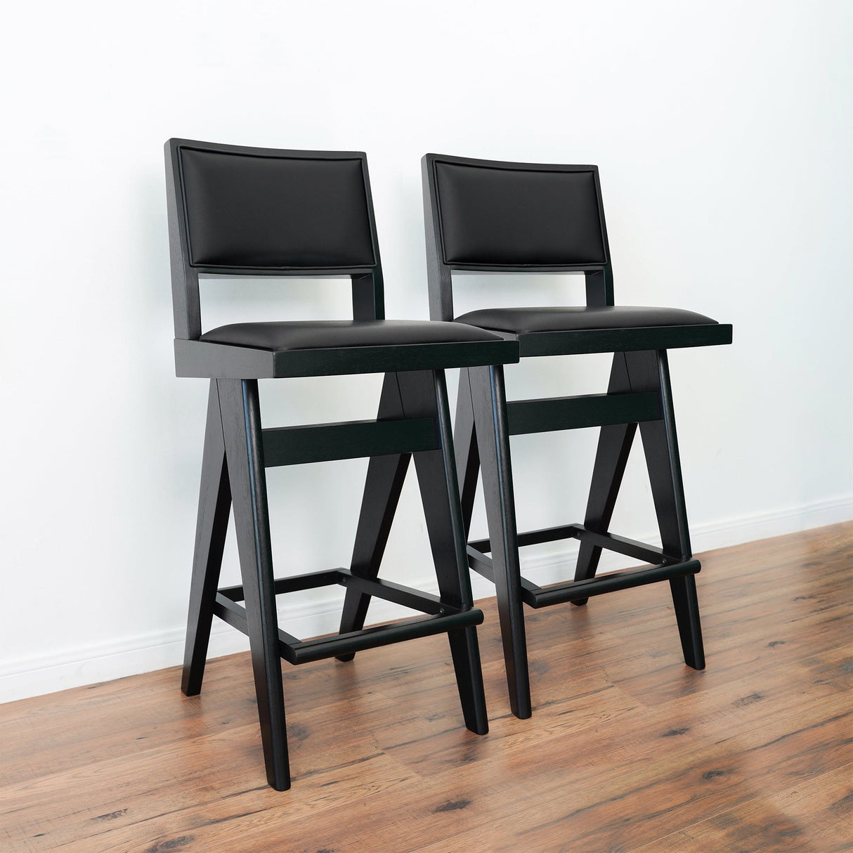 Couch.com Keira Bar Stool (Set of 2) Black, Set of 2, Durable Design, Faux Leather Construction, Black Finish by Couch.com