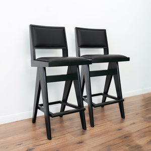 Couch.com Keira Bar Stool (Set of 2) Black, Set of 2, Durable Design, Faux Leather Construction, Black Finish by Couch.com
