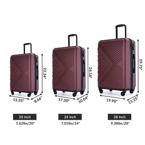 3 Piece Luggage Sets Lightweight Suitcase With Two Hooks, Spinner Wheels, Tsa Lock, Durable Hard Shell by Couch.com