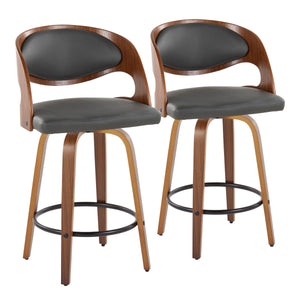 Pino - Mid Century Modern Fixed Height Barstool With Swivel With Round Footrest (Set of 2) by Couch.com