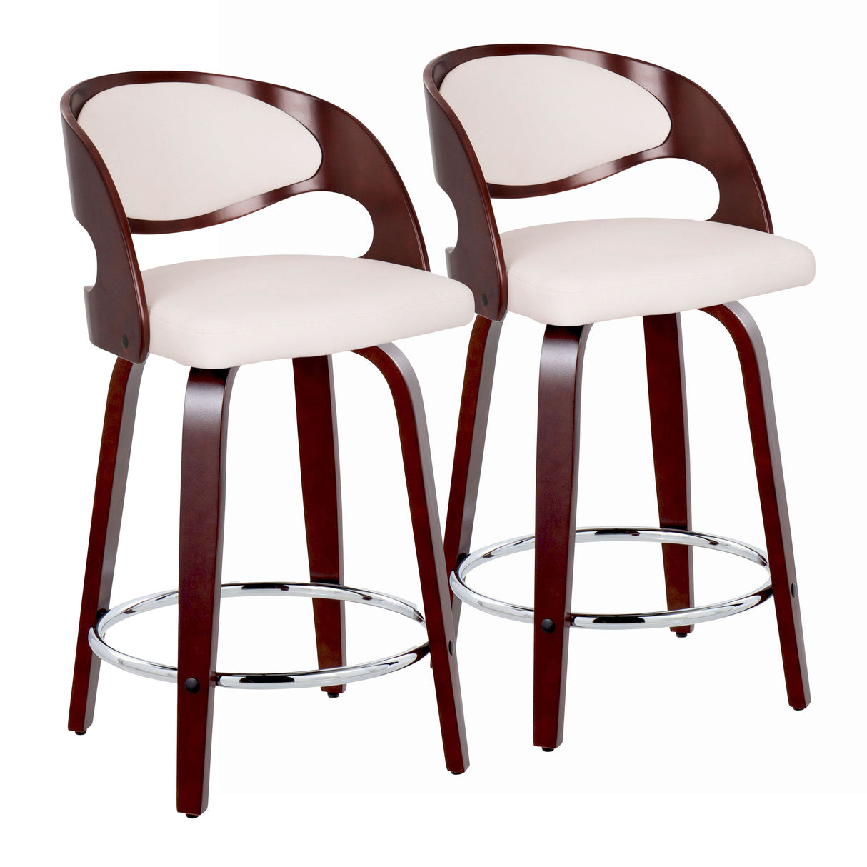 Pino - Mid Century Modern Fixed Height Barstool With Swivel With Round Footrest (Set of 2) by Couch.com