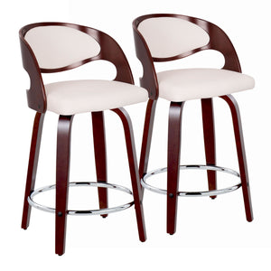 Pino - Mid Century Modern Fixed Height Barstool With Swivel With Round Footrest (Set of 2) by Couch.com