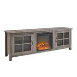 Modern Farmhouse 2 Door Glass Windowpane 70" TV Stand For 80" TVs by Couch.com