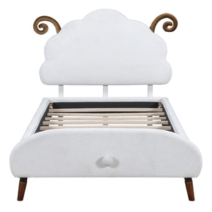 Upholstered Platform Bed With Sheep Shaped Headboard by Couch.com