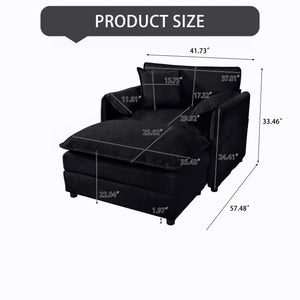 Oversized Chair With Movable Ottoman, Soft Upholstered Lounge Chair by Couch.com