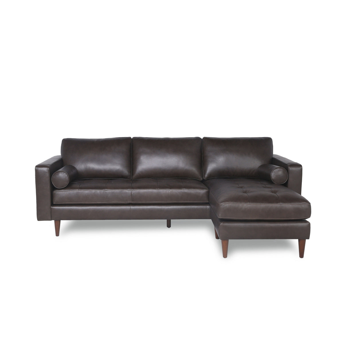 Mid-Century Tufted Leather Sectional With Reversible Chaise by Couch.com