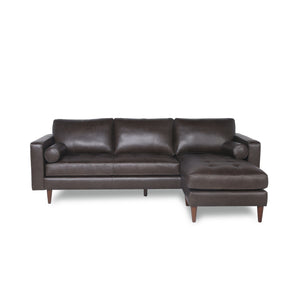 Mid-Century Tufted Leather Sectional With Reversible Chaise by Couch.com