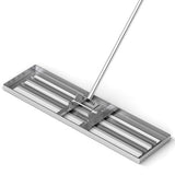 36 x 10 Inch Lawn Leveling Rake with Ergonomic Handle-Silver