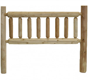 Natural Vintage Brown Finish Cedar Log Double Headboard