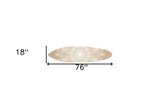 76" X 18" Tan and White Surfboard Floral Medallion Wood Hanging Dimensional Sculpture