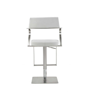 White And Silver Faux Leather And Steel Bar Chair