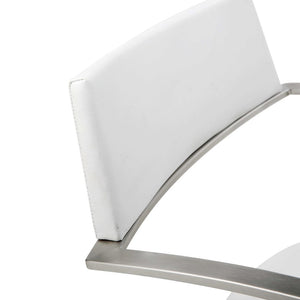White And Silver Faux Leather And Steel Bar Chair