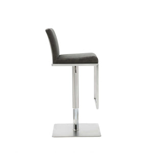 Gray And Silver Faux Leather And Steel Bar Chair
