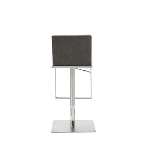 Gray And Silver Faux Leather And Steel Bar Chair