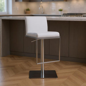 20 " White And Silver Stainless Steel Bar Chair