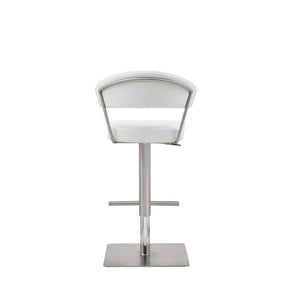 White And Silver Faux Leather And Steel Bar Chair