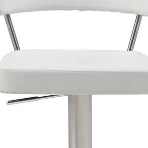White And Silver Faux Leather And Steel Bar Chair