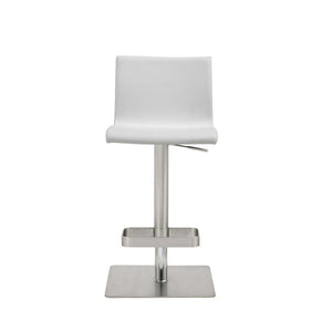 White And Silver Faux Leather And Steel Counter Height Bar Chair