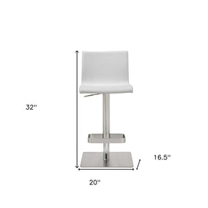 26 " White And Silver Stainless Steel Counter Height Bar Chair