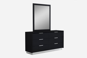 63" Black Solid Wood Six Drawer