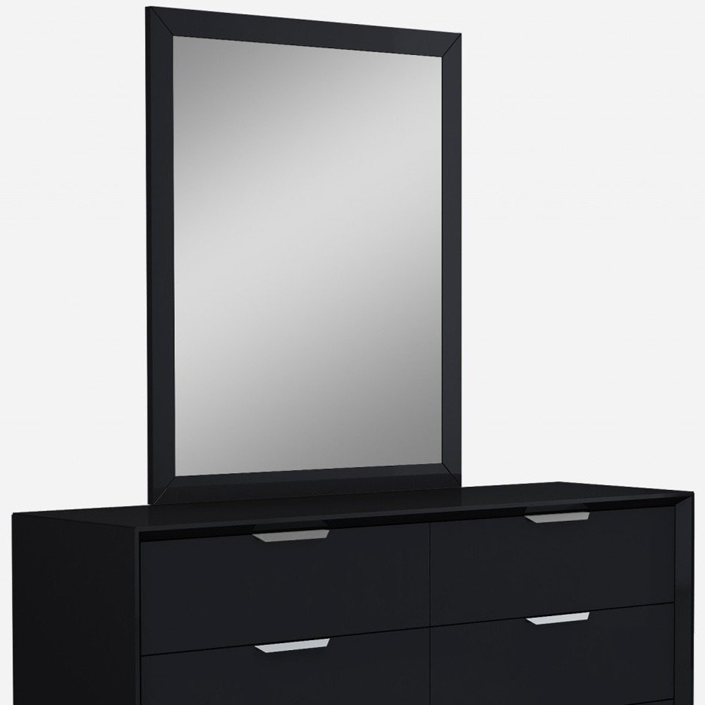 63" Black Solid Wood Six Drawer