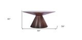 59" Brown Rounded Solid Wood Pedestal Base Dining Table