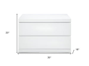 20" White Wood Two Drawer Nightstand