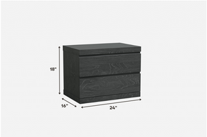 Modern Gray Woodgrain Finish 2 Drawer Nightstand