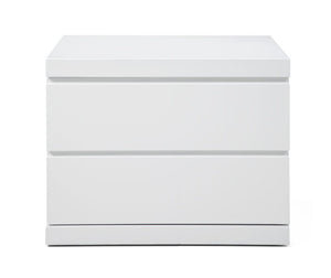 18" White Wood Two Drawer Nightstand