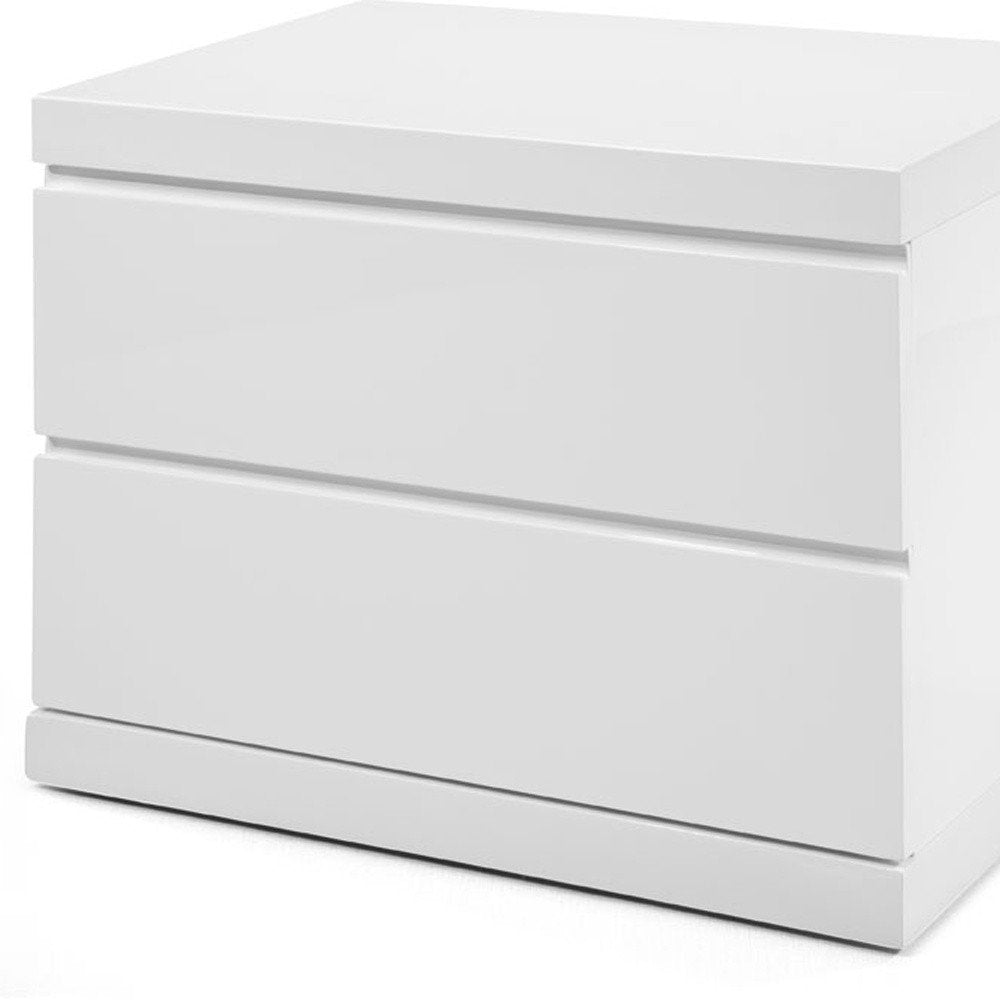 18" White Wood Two Drawer Nightstand
