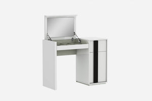 39" White Single Drawer Vanity Chest With Mirror