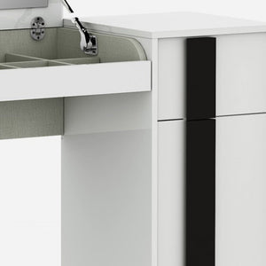 39" White Single Drawer Vanity Chest With Mirror