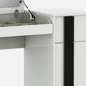 39" White Single Drawer Vanity Chest With Mirror