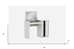 39" White Single Drawer Vanity Chest With Mirror
