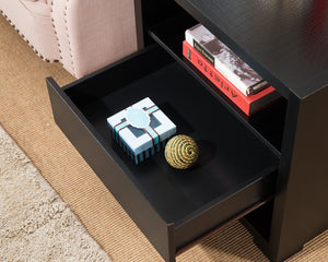 Accent Table, Sofa Side Table With Drawer And 2 Tier Shelves - Black by Couch.com
