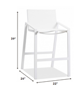 28" White Iron and Stainless Steel Counter Height Bar Chair