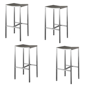 Set of Four 28" Brown and Silver Iron and Steel Backless Counter Height Bar Chairs