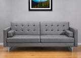 80" Gray Faux Leather Sleeper Sofa With Silver Legs