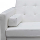 80" White Faux Leather Sleeper Sofa With Silver Legs