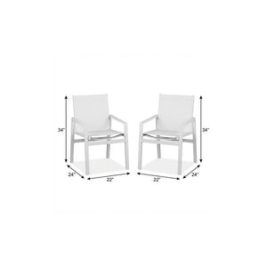 Set of Two 22" White Metal Indoor Outdoor Dining Chair