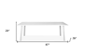 87" White Aluminum Outdoor Dining Table
