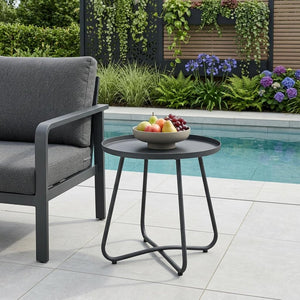 18" Gray Rounded Aluminum Outdoor Side Table