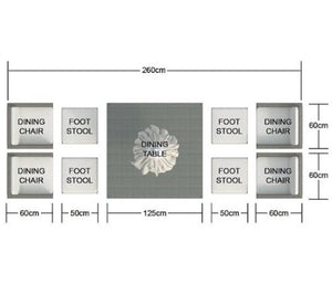 Nine Piece Clear and Gray Glass Dining Set