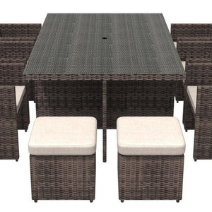 11 Piece Clear and Gray Glass Dining Set