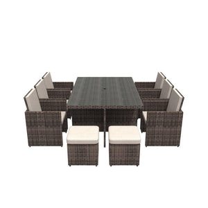 11 Piece Clear and Gray Glass Dining Set
