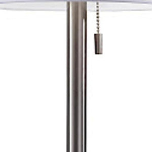 22" Antiqued Brass Metal Cylinder Table Lamp With Off White Drum Shade